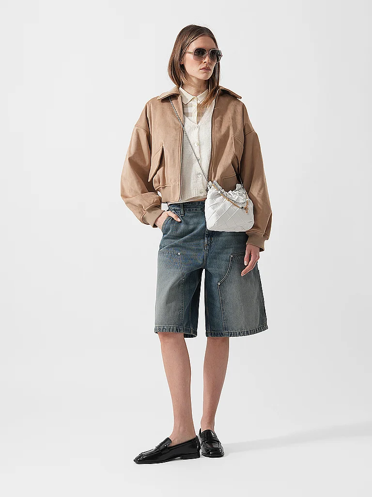 TORY BURCH Sac en cuir - Hobo Bag FLEMING Mini blanc